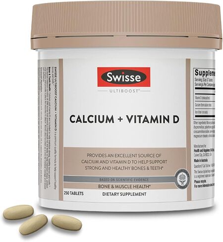 Swisse Calcium with Vitamin D | 830mg Calcium Citrate with Vitamin D3 | Calcium Supplement for Women & Men | Bone Strength Support | Calcio | 300 Tablets | 2-Month Supply in Saudi Arabia