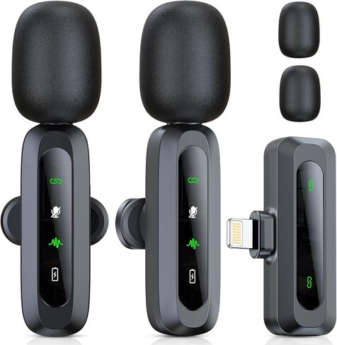 Wireless Lavalier Microphone for iPhone 15/Android Phone, 2pcs Mini USB C Microphone for Video Recording, Clip on Lapel Mics Type C for Interview, Podcast, Tiktok, Vlog, YouTube in Saudi Arabia