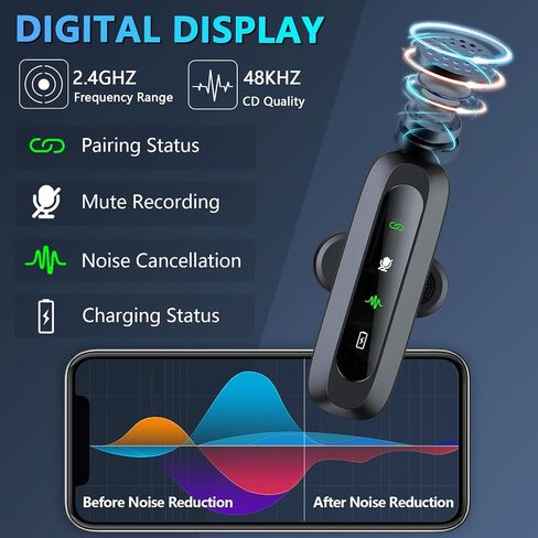 Wireless Lavalier Microphone for iPhone 15/Android Phone, 2pcs Mini USB C Microphone for Video Recording, Clip on Lapel Mics Type C for Interview, Podcast, Tiktok, Vlog, YouTube in Saudi Arabia