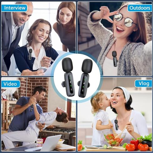 Wireless Lavalier Microphone for iPhone 15/Android Phone, 2pcs Mini USB C Microphone for Video Recording, Clip on Lapel Mics Type C for Interview, Podcast, Tiktok, Vlog, YouTube in Saudi Arabia
