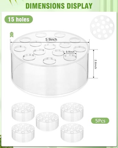 4 Pack Clear Acrylic Flower Vase Circle Floral Centerpiece Dining Table, 5.9 Inch Wedding Round Flower Vase, 15 Holes Modern Acrylic Low Vases with Holes in Saudi Arabia