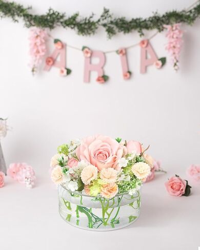 4 Pack Clear Acrylic Flower Vase Circle Floral Centerpiece Dining Table, 5.9 Inch Wedding Round Flower Vase, 15 Holes Modern Acrylic Low Vases with Holes in Saudi Arabia