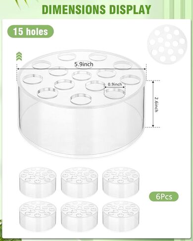 4 Pack Clear Acrylic Flower Vase Circle Floral Centerpiece Dining Table, 5.9 Inch Wedding Round Flower Vase, 15 Holes Modern Acrylic Low Vases with Holes in Saudi Arabia