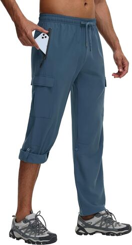 JWM Men's Hiking Cargo Pants - Quick Dry Lightweight Water Resistant Work Tactical Running Outdoor Pant with Zip Pocket UPF50 in Kuwait