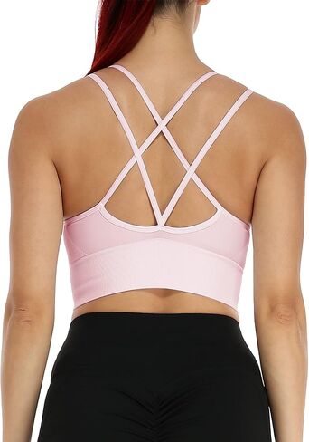 SEASUM Low Impact Sport Bras Cross Back Padded Strappy Criss Cross Cropped Bras for Yoga Workout Fitness in Saudi Arabia