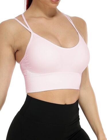 SEASUM Low Impact Sport Bras Cross Back Padded Strappy Criss Cross Cropped Bras for Yoga Workout Fitness in Saudi Arabia