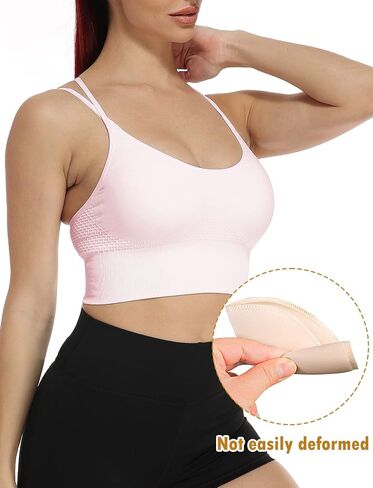 SEASUM Low Impact Sport Bras Cross Back Padded Strappy Criss Cross Cropped Bras for Yoga Workout Fitness in Saudi Arabia