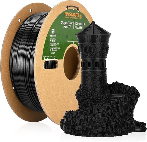 PETG Filament 1.75mm, Glass Fiber 3D Printer Filament, 1kg PLA Spool (2.2lbs), 3D Printing Filament +/- 0.02mm, Fit Most FDM Printer, Black PETG in Saudi Arabia