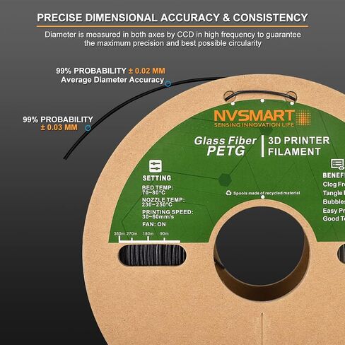 PETG Filament 1.75mm, Glass Fiber 3D Printer Filament, 1kg PLA Spool (2.2lbs), 3D Printing Filament +/- 0.02mm, Fit Most FDM Printer, Black PETG in Saudi Arabia