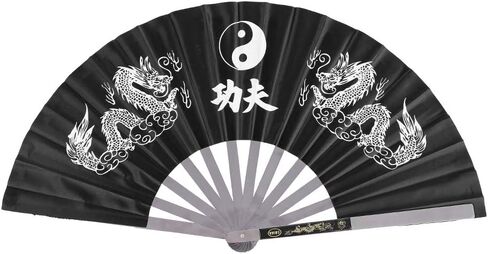 Stainless Steel Tai Chi Fan Chinese Kung Fu Martial Arts Dance Practice Training Performance Fan Sports Hand Folding Fan for Men/Women (Black, Red, Blue)(Black) tai chi map in Saudi Arabia