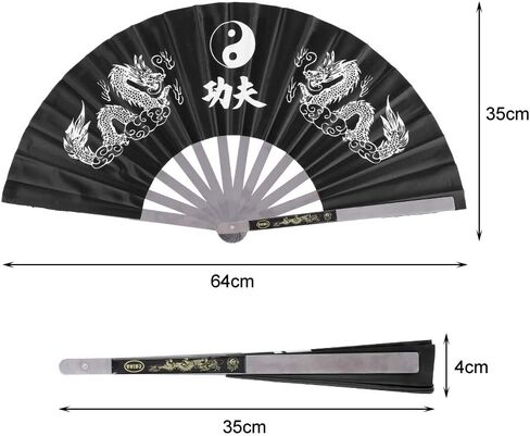 Stainless Steel Tai Chi Fan Chinese Kung Fu Martial Arts Dance Practice Training Performance Fan Sports Hand Folding Fan for Men/Women (Black, Red, Blue)(Black) tai chi map in Saudi Arabia