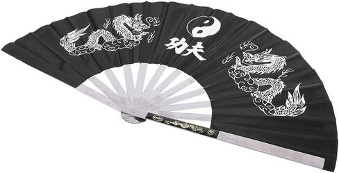 Stainless Steel Tai Chi Fan Chinese Kung Fu Martial Arts Dance Practice Training Performance Fan Sports Hand Folding Fan for Men/Women (Black, Red, Blue)(Black) tai chi map in Saudi Arabia
