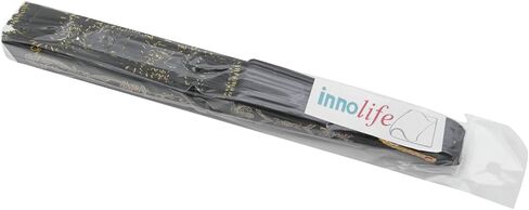 INNOLIFE أنيقة ملونة مطرزة زهرة الطاووس نمط الترتر النسيج للطي مروحة اليد المحمولة مصنوعة يدويا (أصفر) in Kuwait