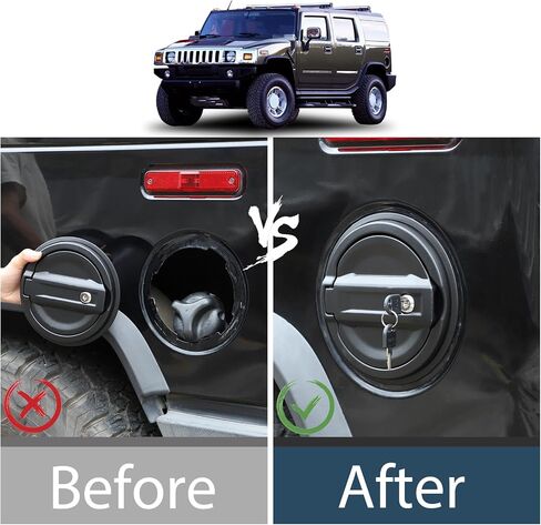 Fuel tank cap replacement anti-theft lock cap Compatible with Hummer H2 2003-2009 ，Locking Gas Cap Cover, Fuel Tank Door with Lock，aluminum alloy Car Fuel Tank Gas Filler Cap Cover Trim in Saudi Arabia