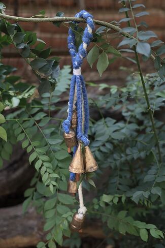 Witch Bells for Door Knob Protection Hanger with Indian Iron Tin Rustic Bells Wreath On Needle Felted Wool Rope (Red & White) in Kuwait