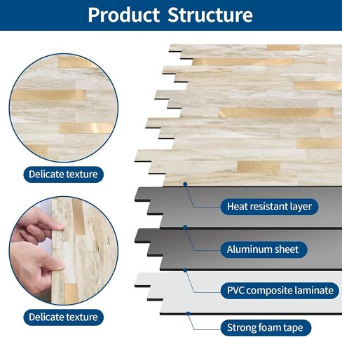 Yipscazo 10 Sheets Peel and Stick Stone Metal Tile Backsplash, Stick on Tiles for Backsplash Kitchen, Bathroom, Laundry Room, Camper, Fireplace (12'' X 12'', Ecru) in Saudi Arabia