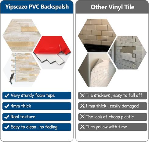 Yipscazo 10 Sheets Peel and Stick Stone Metal Tile Backsplash, Stick on Tiles for Backsplash Kitchen, Bathroom, Laundry Room, Camper, Fireplace (12'' X 12'', Ecru) in Saudi Arabia