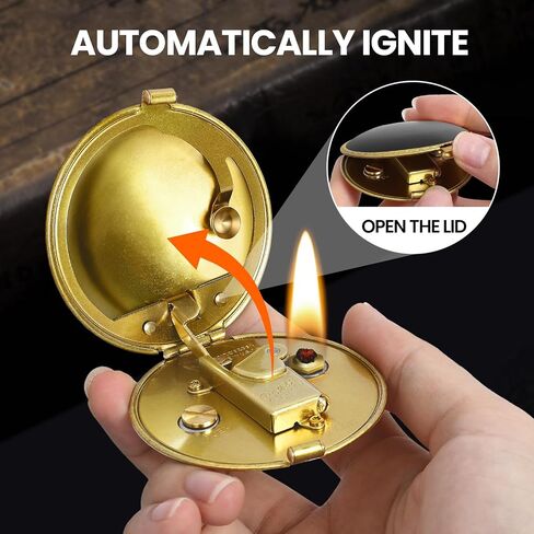YUSUD Vintage Trench Lighter, Cool Pipe Lighter with Auto Ignition, Lighter Fluid Refillable, Antique Kerosene Lighter, Pocket Gold Lighters, Metal Wick Lighter, Unique Copper Gifts for Men Women in Saudi Arabia