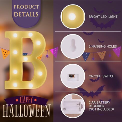 Halloween Decorations Light Up Letters, LED Marquee Letters with Light, Led Boo Sign Halloween Decor Kitchen Living Room Wall Party Decor (Warm White) in Saudi Arabia