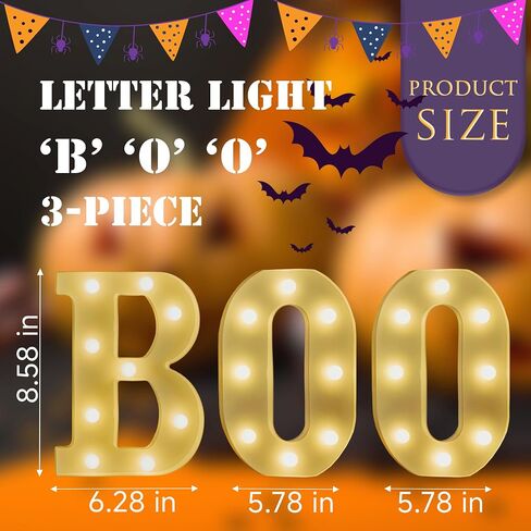 Halloween Decorations Light Up Letters, LED Marquee Letters with Light, Led Boo Sign Halloween Decor Kitchen Living Room Wall Party Decor (Warm White) in Saudi Arabia