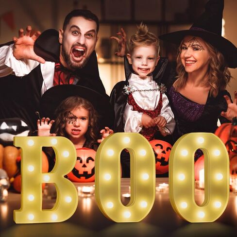 Halloween Decorations Light Up Letters, LED Marquee Letters with Light, Led Boo Sign Halloween Decor Kitchen Living Room Wall Party Decor (Warm White) in Saudi Arabia