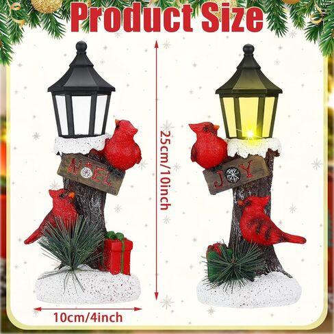 Geetery 2 Pcs Christmas Lighted Table Decor Red Cardinal Light up Lanterns Tabletop Figurine Cardinal LED Light Red Cardinal Lamp Christmas for Gift Table Centerpiece for Indoor Home Office Shelf in Saudi Arabia