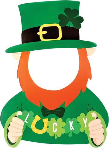 Eye-catching Green Leprechaun Paper Cut Out Prop - 23.2" x 16" (1 Pc.) - Durable Material - Perfect for St. Patrick's Day Décor & Party Celebrations in Saudi Arabia