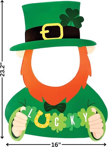 Eye-catching Green Leprechaun Paper Cut Out Prop - 23.2" x 16" (1 Pc.) - Durable Material - Perfect for St. Patrick's Day Décor & Party Celebrations in Saudi Arabia