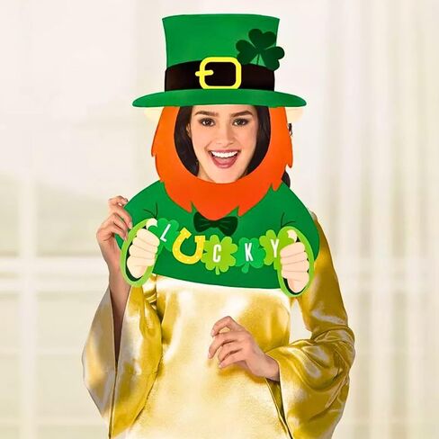 Eye-catching Green Leprechaun Paper Cut Out Prop - 23.2" x 16" (1 Pc.) - Durable Material - Perfect for St. Patrick's Day Décor & Party Celebrations in Saudi Arabia