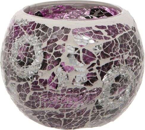 Black and Silver Crackled Glass Mosaic Tea Light Holder in Saudi Arabia