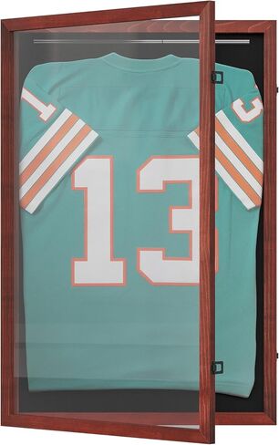 Flash Furniture Banks Jersey Display Case, Hanging PVC Tube, Velvet Lined Back, Foam Sheet Insert, Acrylic Window, Anti-Theft Lock with Keys, 24x36, Rustic Brown in Saudi Arabia