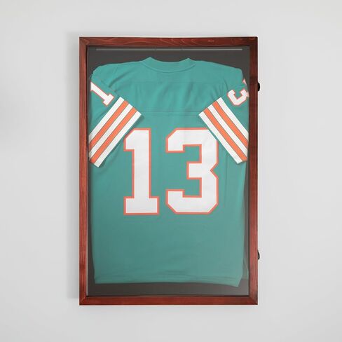 Flash Furniture Banks Jersey Display Case, Hanging PVC Tube, Velvet Lined Back, Foam Sheet Insert, Acrylic Window, Anti-Theft Lock with Keys, 24x36, Rustic Brown in Saudi Arabia