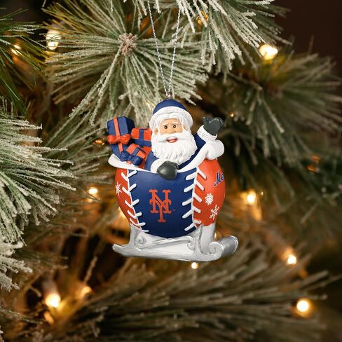 FOCO - MLB 4" Baseball Sleigh Resin Xmas Christmas Holiday Tree Hanging Ornament (New York Mets) in Saudi Arabia