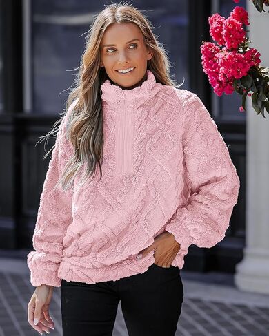 CHICME أفضل عروض التسوق سترة Chic Me النسائية الغامضة كبيرة الحجم بنمط Argyle بلوفر بأكمام طويلة لخريف 2024 in Kuwait