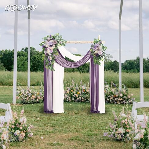 قوس الزفاف، زهور صناعية، ديكور زفاف مع ستائر (مجموعة من 2)، مناسب للولائم والحفلات وحفلات ديكور الزفاف وديكور الخلفية (أزرق) in Kuwait
