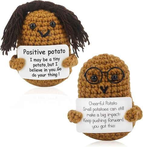 GraduatePro Halloween Positive Potatoes with Bat Wings Handmade Mini Crochet Knitted Toy with Positive Card Wool Inspirational Doll Emotional Support Accessories Decoration Gift in Saudi Arabia
