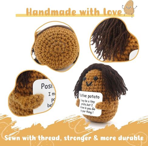 GraduatePro Halloween Positive Potatoes with Bat Wings Handmade Mini Crochet Knitted Toy with Positive Card Wool Inspirational Doll Emotional Support Accessories Decoration Gift in Saudi Arabia