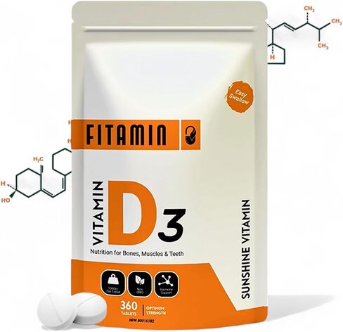 Vitamin D3 1000iu - 360 Easy-Swallow Tablets for Strong Bones, Healthy Teeth, Immune System Support & Muscle Function - Natural Vitamin D Supplement - 1 Year Supply for Men, Women & Seniors in Saudi Arabia