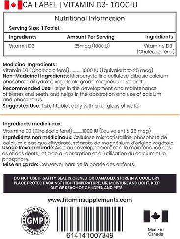 Vitamin D3 1000iu - 360 Easy-Swallow Tablets for Strong Bones, Healthy Teeth, Immune System Support & Muscle Function - Natural Vitamin D Supplement - 1 Year Supply for Men, Women & Seniors in Saudi Arabia