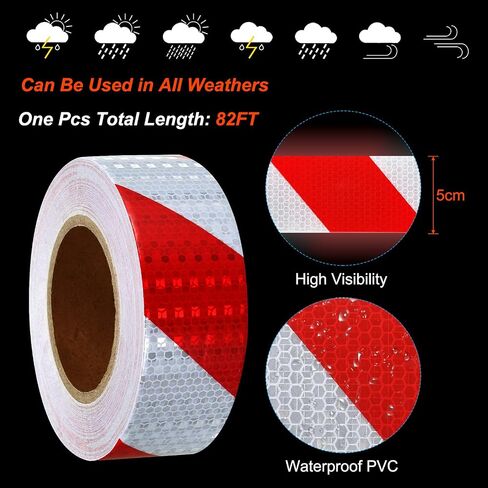PATIKIL Reflective Tape, 2 Inch x 82 FT Waterproof Self Adhesive High Visibility Safety Warning Twill Tape Outdoor Reflectors for Trucks Trailers Cars, White Black in Saudi Arabia