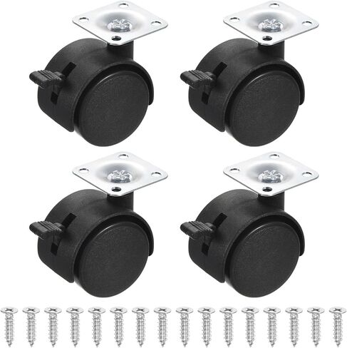 PATIKIL 2" Plate Swivel Casters, 4 Pack PP 360 Degree Rotate Wheels with Brake Load Capacity 66Lbs with M5 Screws for Furniture Workbench Shelving Cart Replacement, Black in Saudi Arabia