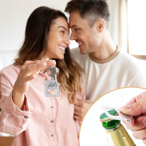 24 Sets New Home Keychain Bulk Welcome Sweet Home Keychain with Organza Bags Blessing Cards Gift for House Real Estate Client in Saudi Arabia