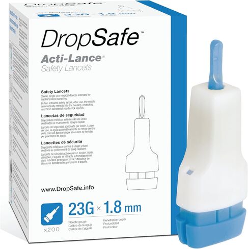 Acti-Lance Safety Lancet, Lite, 28 Gauge, 1.5mm, Top Button Activated Blood Testing, Ideal for Thin Skin, Sterile, Single-Use 200ct Box in Saudi Arabia
