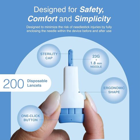 Acti-Lance Safety Lancet, Lite, 28 Gauge, 1.5mm, Top Button Activated Blood Testing, Ideal for Thin Skin, Sterile, Single-Use 200ct Box in Saudi Arabia