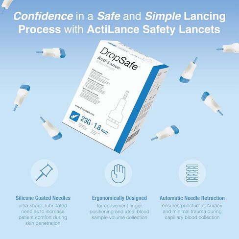 Acti-Lance Safety Lancet, Lite, 28 Gauge, 1.5mm, Top Button Activated Blood Testing, Ideal for Thin Skin, Sterile, Single-Use 200ct Box in Saudi Arabia