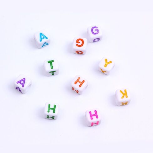 DAHI 1000pcs Cube Letters Beads Black Square Alphabet Beads A-Z Acrylic Letter Beads for Jewelry Making (White Black 6x6mm) in Saudi Arabia