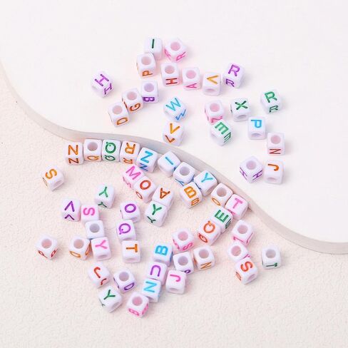 DAHI 1000pcs Cube Letters Beads Black Square Alphabet Beads A-Z Acrylic Letter Beads for Jewelry Making (White Black 6x6mm) in Saudi Arabia