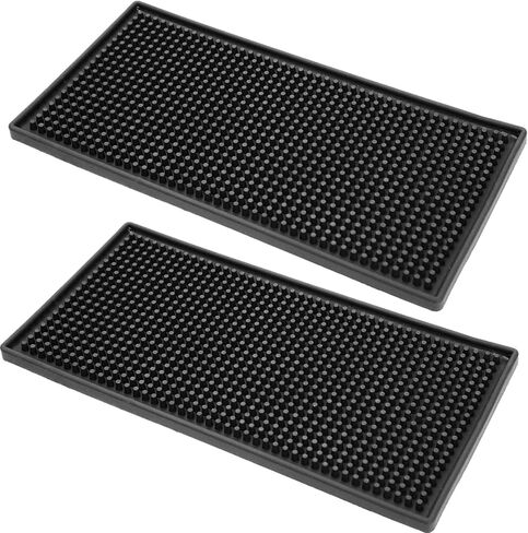KINJOEK 5 Packs 3.2 x 24 Inch Long Rubber Bar Service Mat, Black Drink Coasters, Leakproof Non Slip Tabletop Protection Home Bar Mat for Kitchen Restaurant Hotel Beverages Furniture in Kuwait