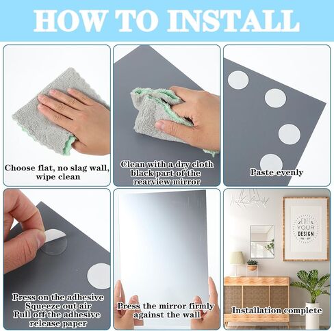 Sibba Wall-Mounted Mirror Tiles Decor Self Cut Acrylic Peel Stick Border Stickers Workout Sheet Squares Wallpaper Dance Body Mirrors Home Studio Gym Door Panels Window Frame Film Cut Size(2 PCS,30 cm) in Saudi Arabia