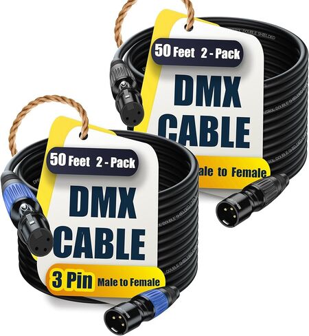 DMX Cables 3ft 2 Pack - 3 Pin DMX Lighting Cable for DMX 512 (Multi color coded) in Saudi Arabia